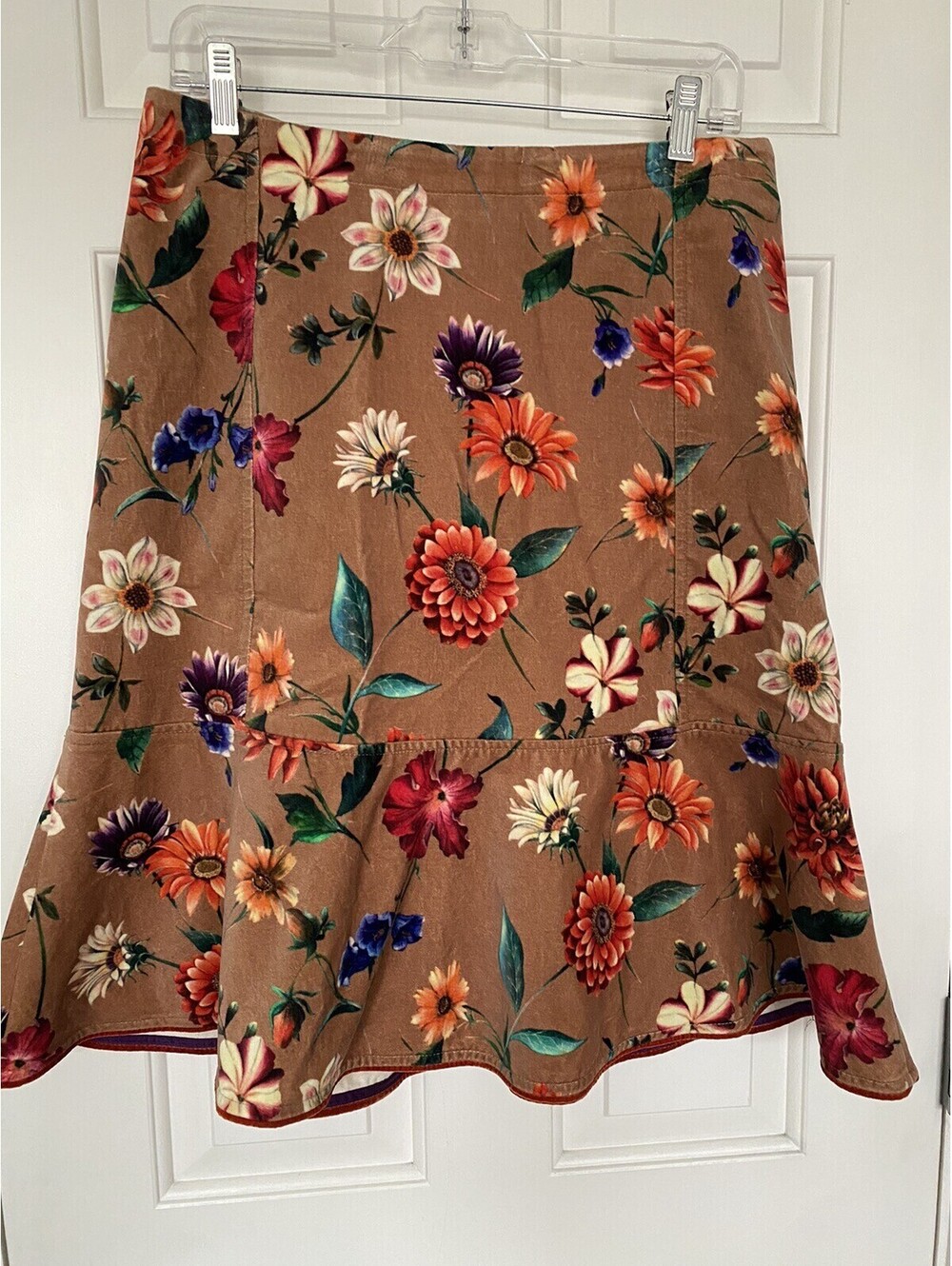 Oilily Womens Velvet Floral A Line Skirt Flare Lined Size 40 Large 12 Gorgeous